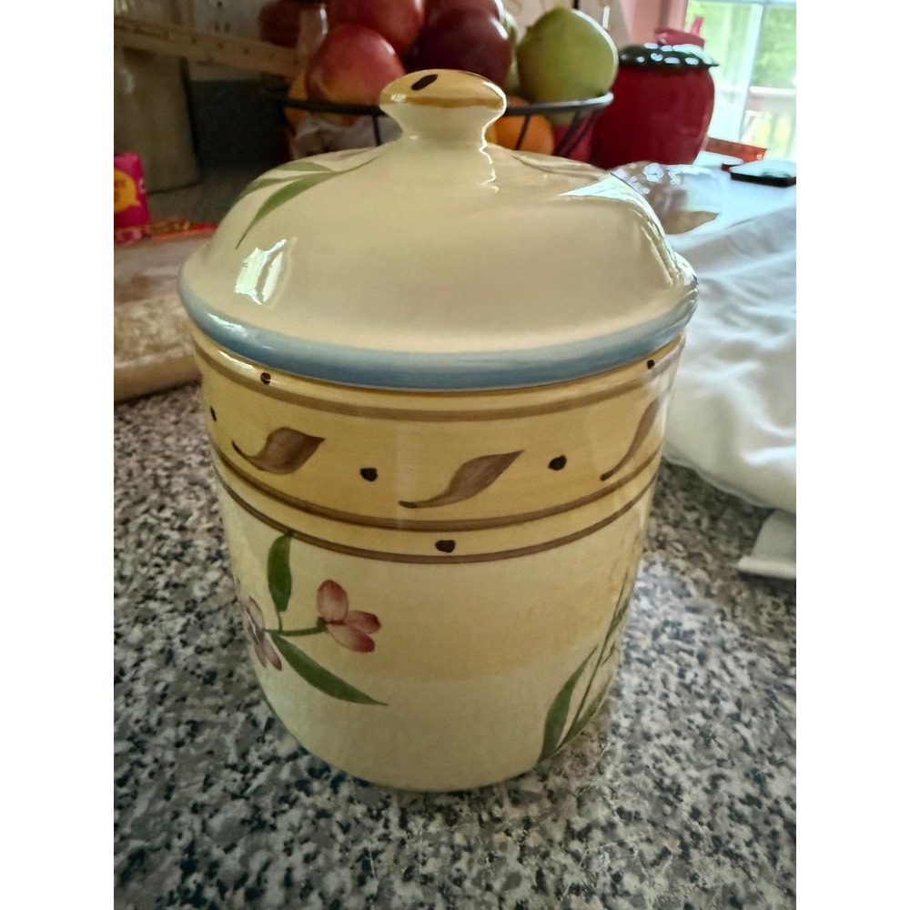 International China Co Portugal Hand Painted Floral Ceramic Canister with Lid